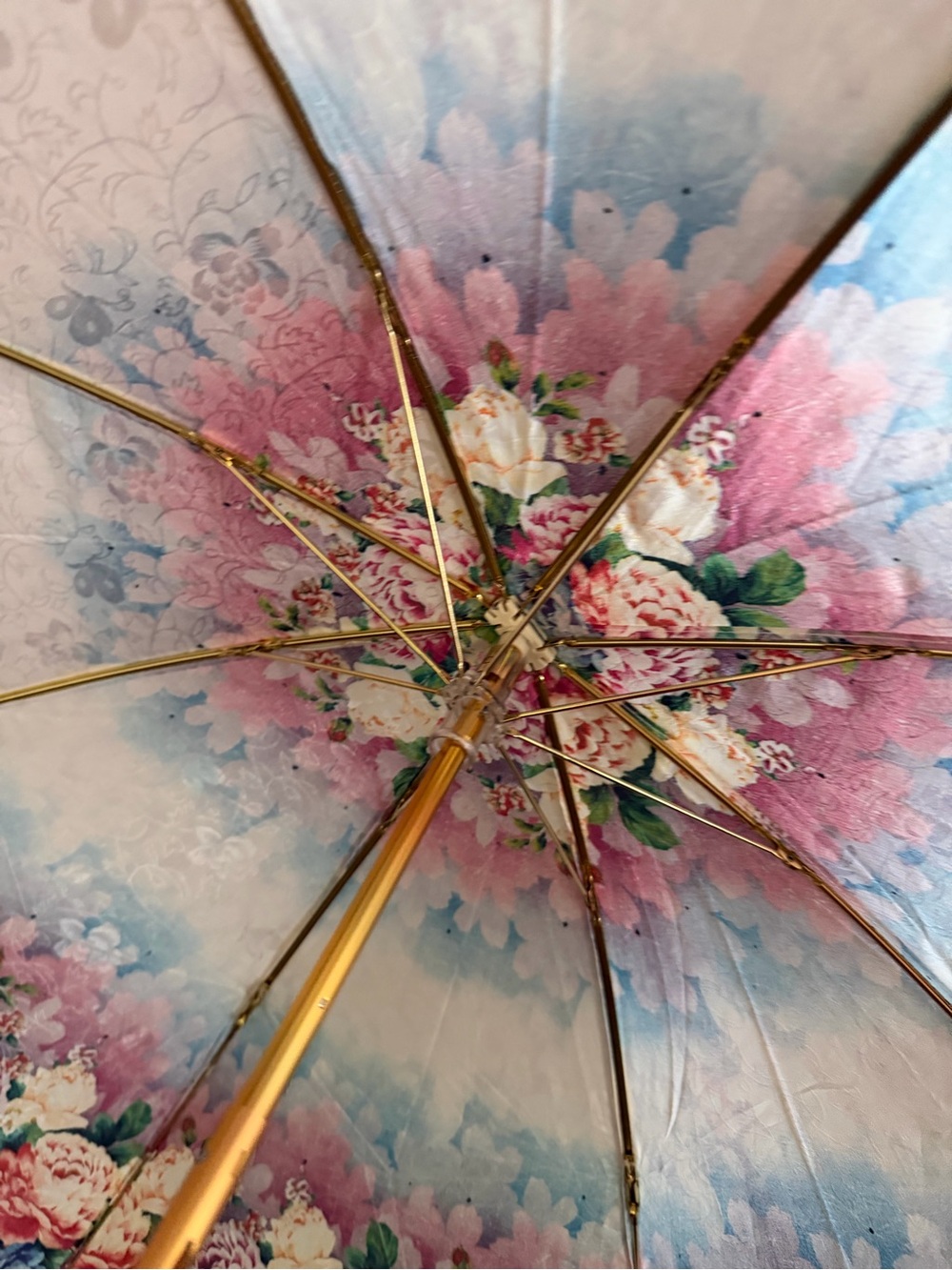 Nina Ricci Floral Pink Blue Green Umbrella - Picture 3 of 13